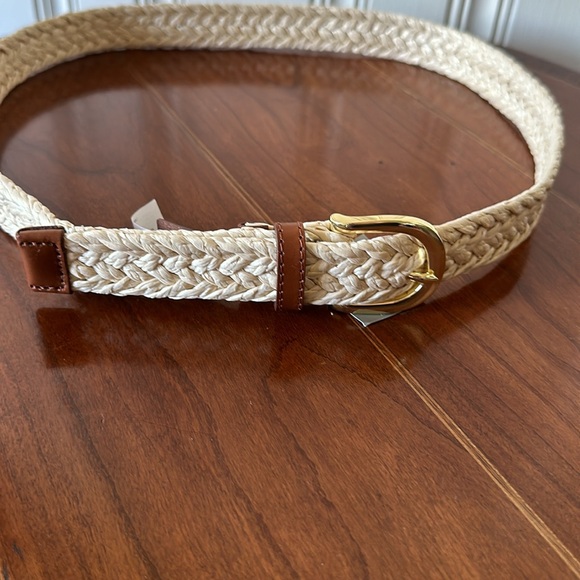 J. Crew Women's Braided Classic Woven Belt Size XS/S Natural Straw Gold Buckle - Picture 5 of 5